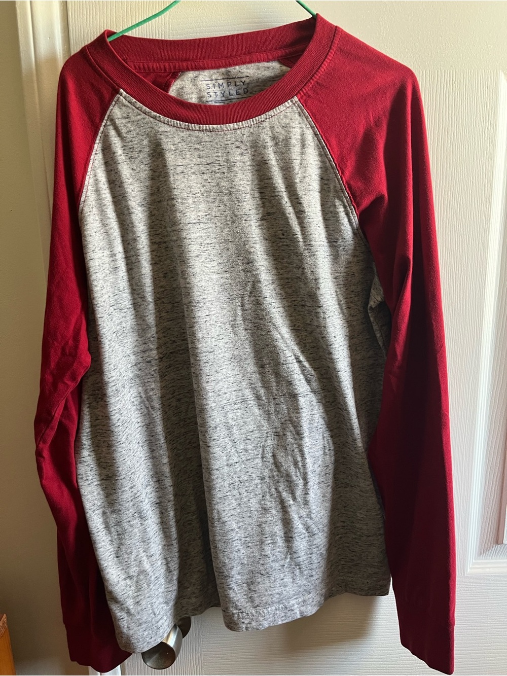 Simply Styled Gray Heather Tee with Red Neckline Raglan